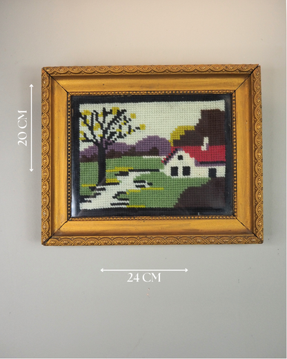 Hungarian Heritage Gobelin Embroidery | Framed Vintage Needlework Art
