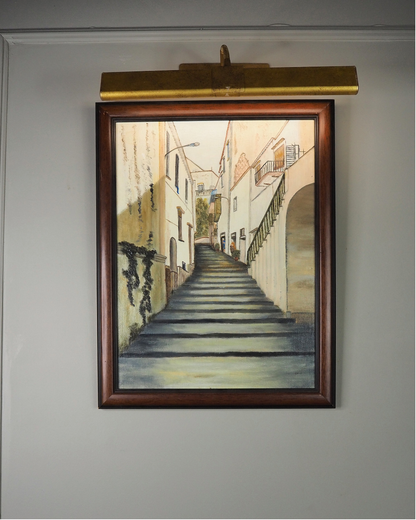 Cobblestone Journey – Italian Streetscape Oil Painting by N.G. Reynolds