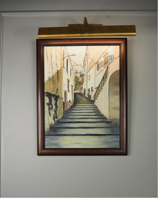 Cobblestone Journey – Italian Streetscape Oil Painting by N.G. Reynolds