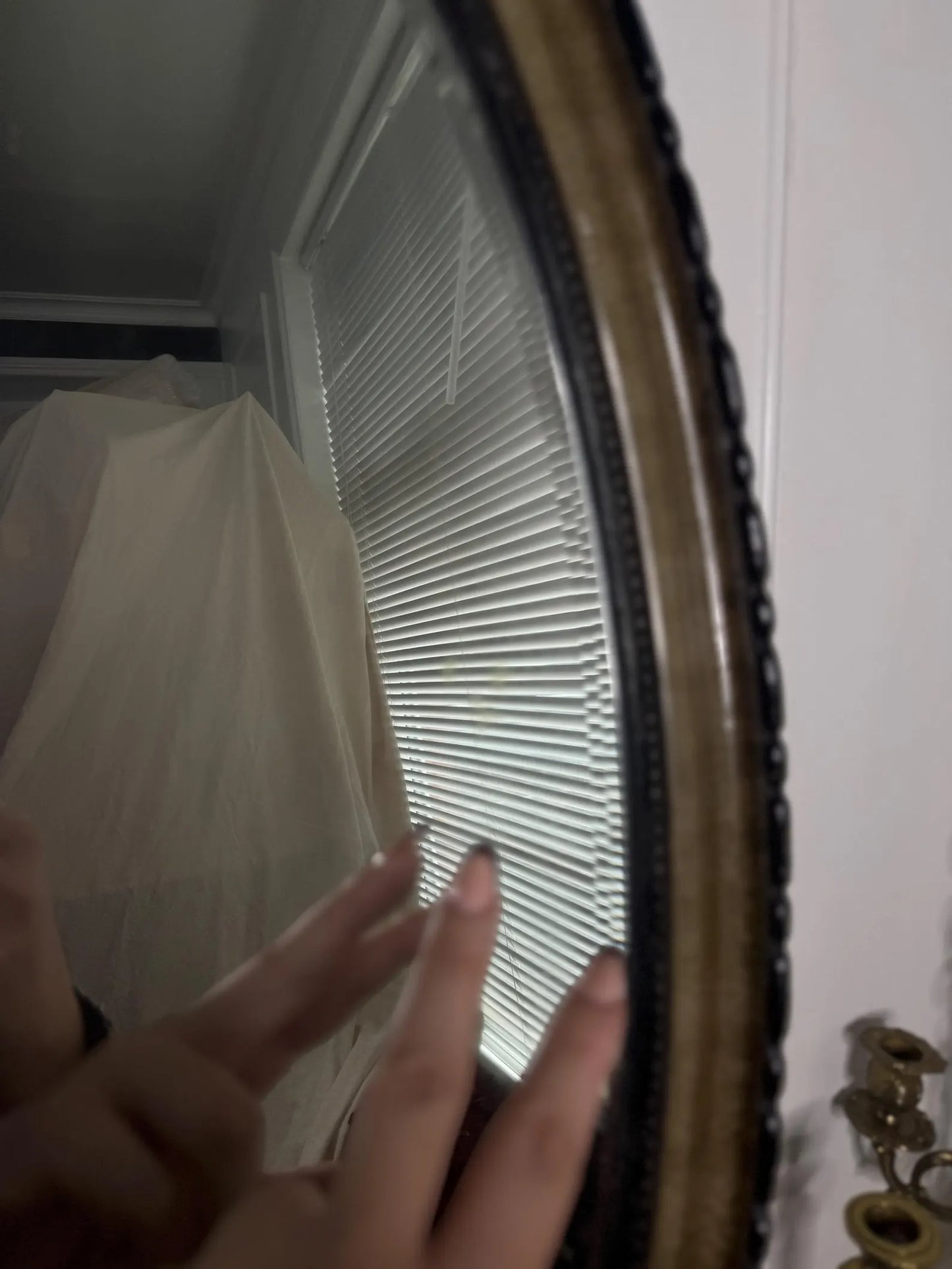 Vintage Oval Bevelled Mirror: Large Rare Framed