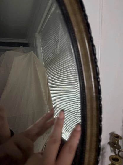 Vintage Oval Bevelled Mirror: Large Rare Framed