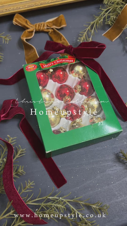 Vintage English Glass Christmas Baubles Set of 12 | 3 cm