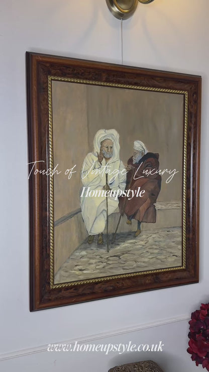 Vintage The Discussion - Original Oil Painting by N.G. Reynolds