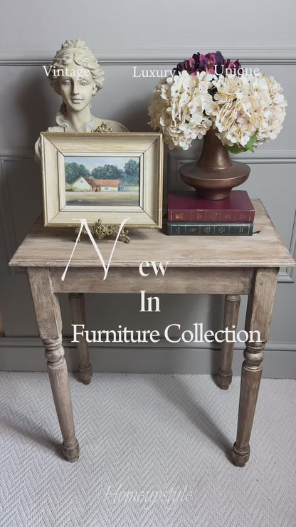 French Provincial Side Table - Distressed Whitewashed Accent Table