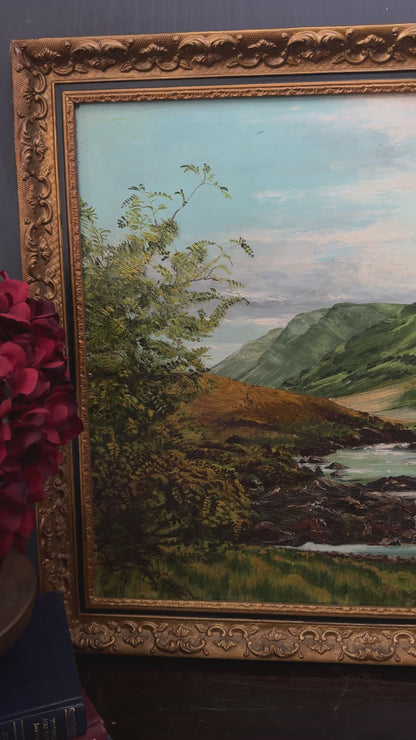Large Signed Oil Painting of Ireland | Antique Gold Ornate Frame | Vintage Gilt Decorative Frame | Elegant French-Style Accent Frame