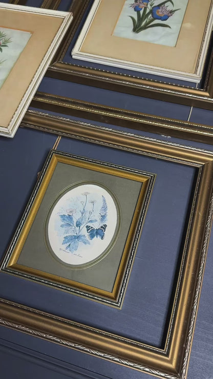 The Florentia Wall Story with Gold Gilt Frame Drop with Floral Textile Art Trio