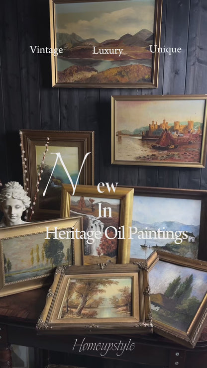Vintage 1970s Landscape Oil Paintings – Pair in Ornate Gold Frames