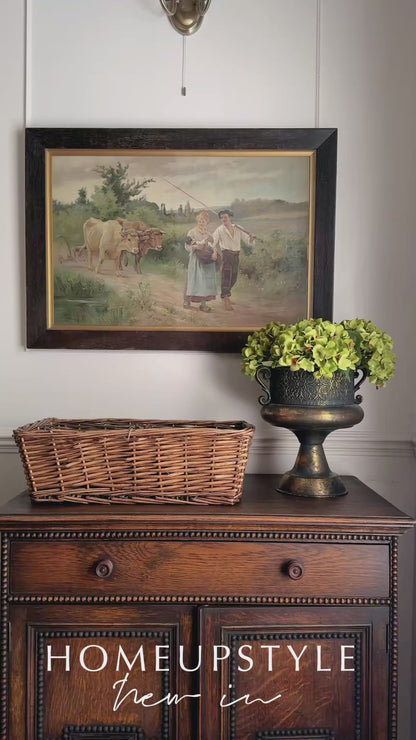 Antique Framed Lithograph -Return From the Field by Édouard Bernard Debat-Ponsan 1890s