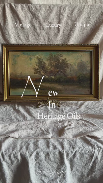 Vintage Oil Painting Lonely House by Lake Signed by L.Able