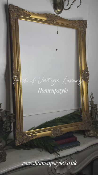 Large Antique Gold Baroque Frame: Ornate Gilt Wall Decor ( 90 x 62 cm)