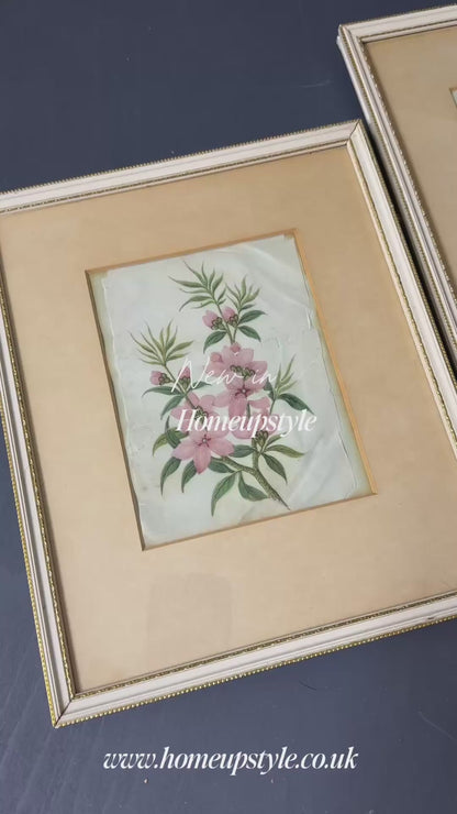Vintage Floral Textile Art Trio