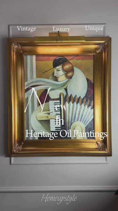 Art Deco Style Oil Painting - Homage to Fabio Hurtado's Blue tango" Oblivion