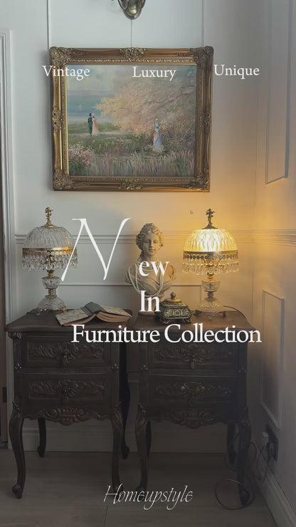 Vintage French Ornate Style Bedside Tables – Gold & Brown | Distressed Upcycled Nightstands