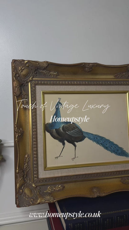 The Gilded Peacock – Vintage Oil Painting in Louis Frame
