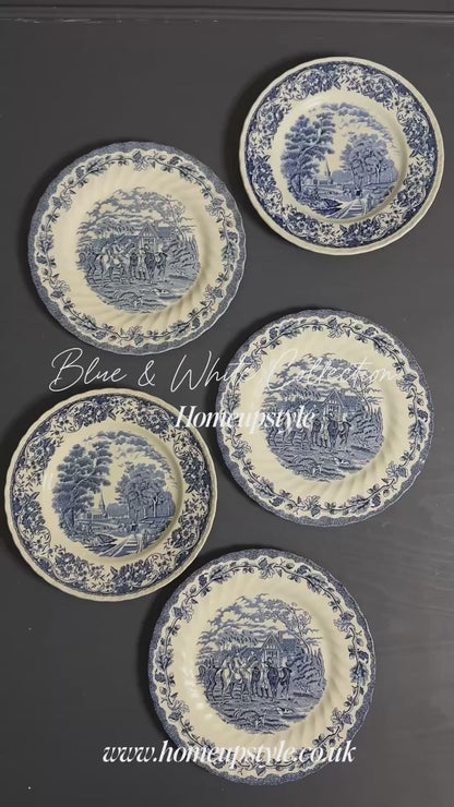 Vintage Kitchen Wall Plates : Blue & White - Willow Style English Plates