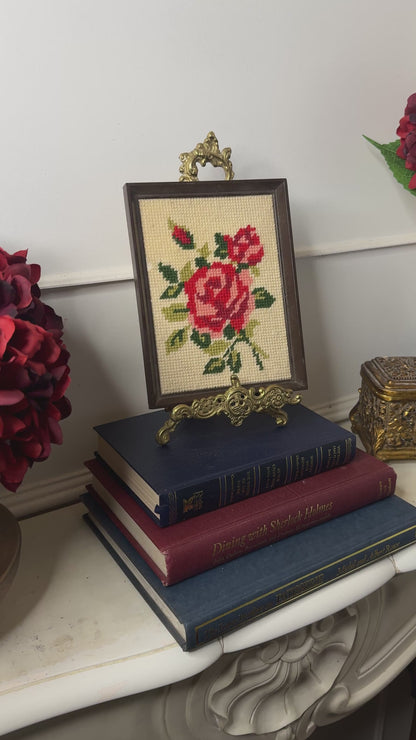 Rustic Red Rose Embroidery