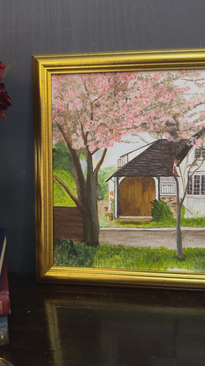 Blossoms at Bramble Cottage - Original Oil Painting by N.G. Reynolds