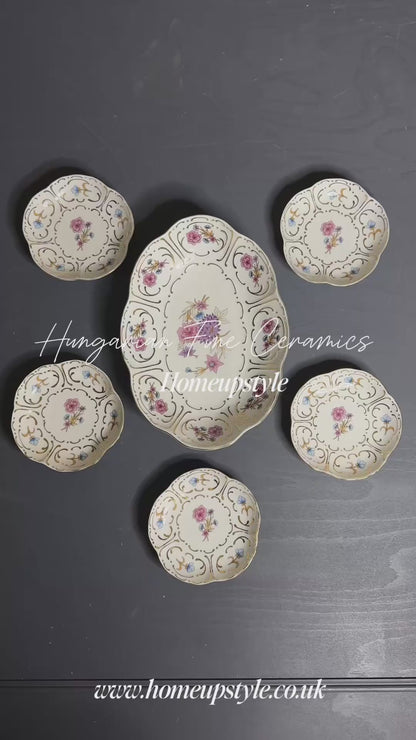 Exquisite Hungarian Hollóháza Fine Ceramic Wall Display – Gilded Pannonia Collection