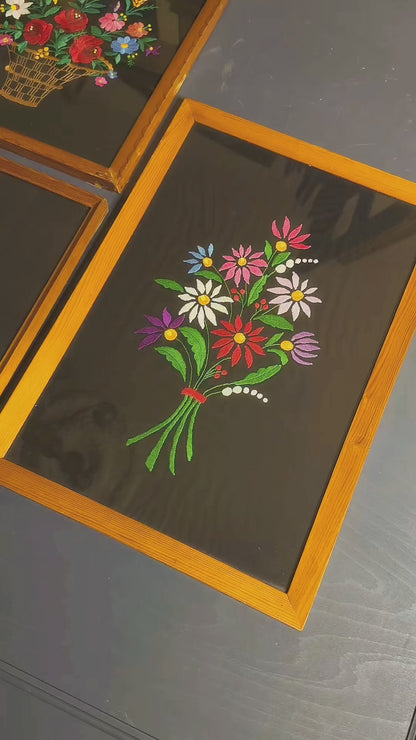 Rare 1950s Hungarian Kalocsa Matyó Embroidery Heirloom Pair