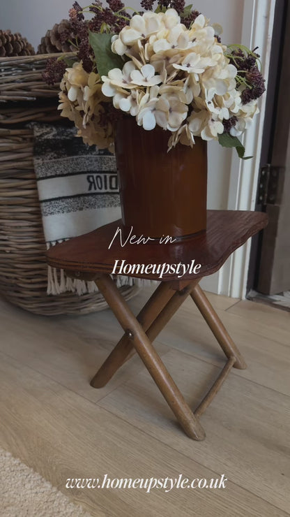 Antique Foldable Wooden Stool – Rustic Flower / Child’s Stool / Plant Stand