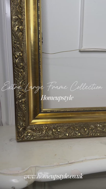 Extra Large - Antique Gold Flower Detailed Ornate Frame