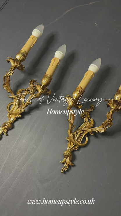 French Leaf Gilded Antique Wall Lights & Wall Scone