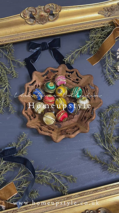 Vintage English Textured Mini Christmas Baubles -Mixed Sizes