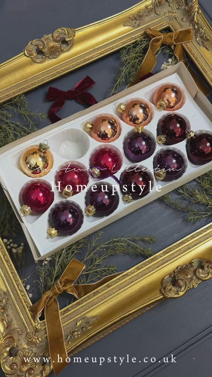 Vintage German Glass Christmas Baubles Set of 14