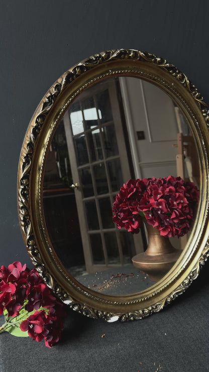 The Vintage Golden Oval Wall Mirror