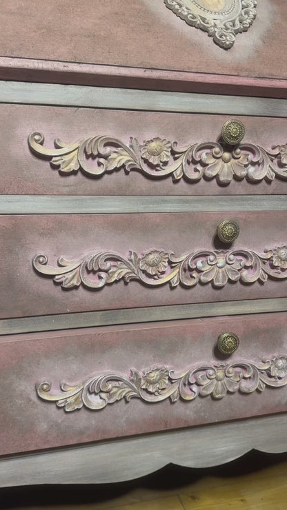 Antique Bureau Desk — French Romantic Style - Distressed Chalk Paint Finish