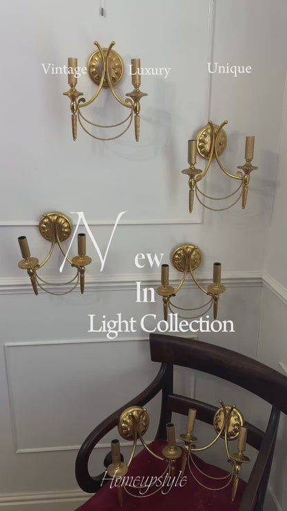 Elegant Vintage Solid Brass Wall Lights– Classic Double Arm Design