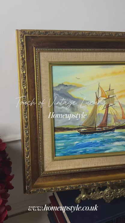 Original Artwork in Ornate Gold Gilt Frame by B. Hartley