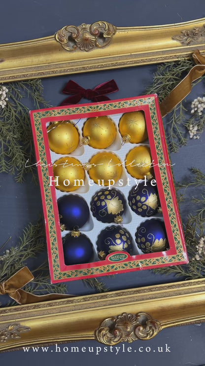 Vintage German Glass Christmas Bauble Set of 12