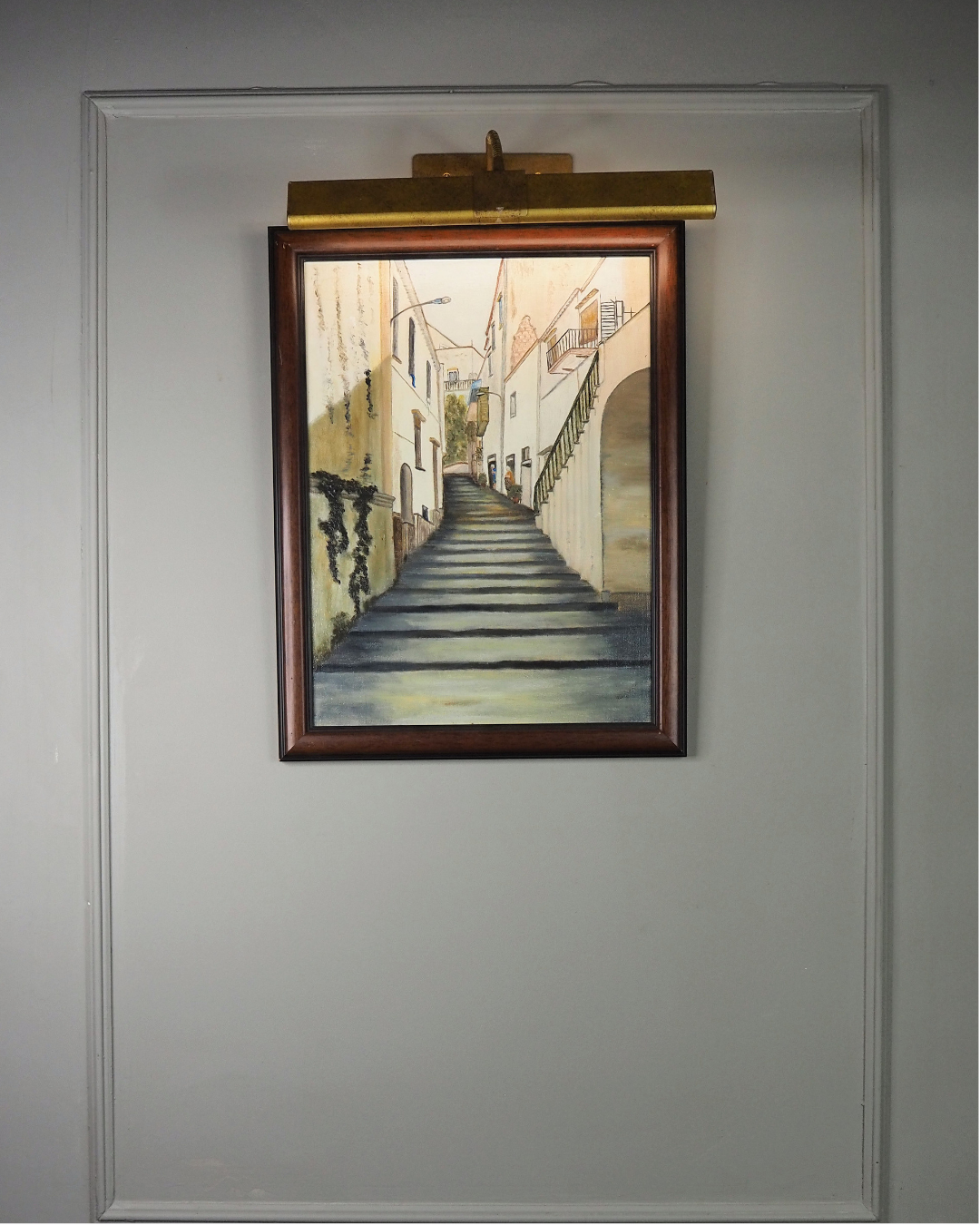 Cobblestone Journey – Italian Streetscape Oil Painting by N.G. Reynolds
